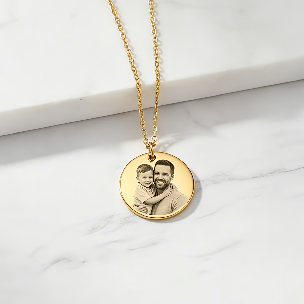 Personalized Custom Round Pendant Necklace in Stainless Steel